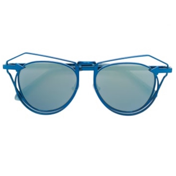 Karen Walker Marguerite Aviator Sunglasses - Navy - Picture 1 of 8